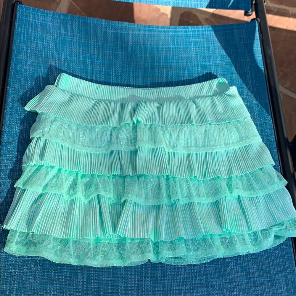 Justice mint green ruffle skirt